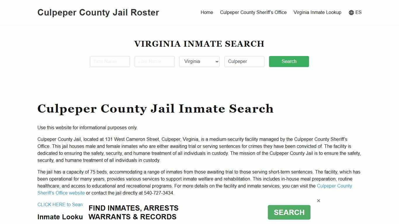 Culpeper County Jail Roster Lookup, VA, Inmate Search