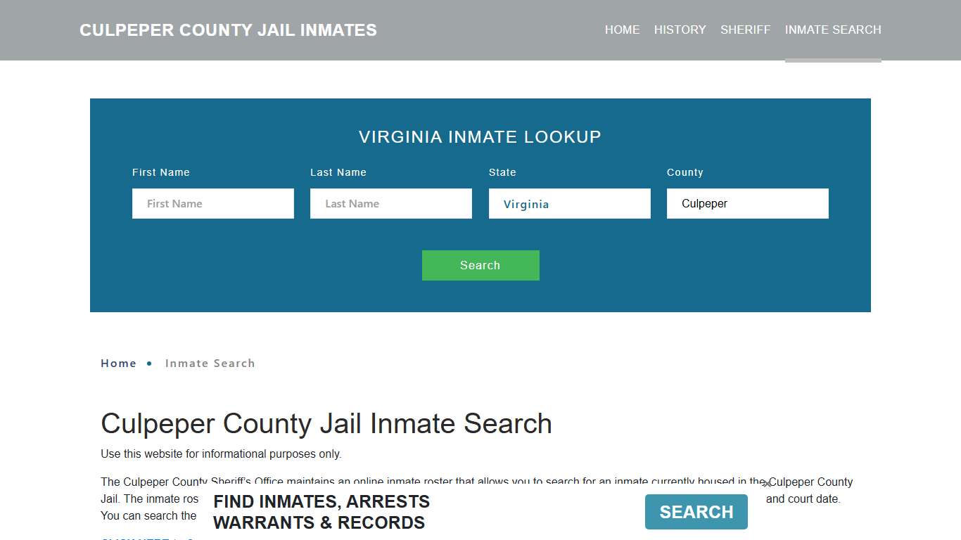Culpeper County, VA Detainee Lookup